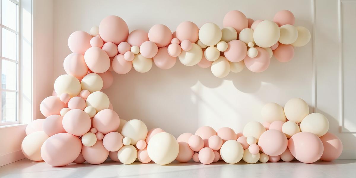 Arco orgânico de balões em tons pastel